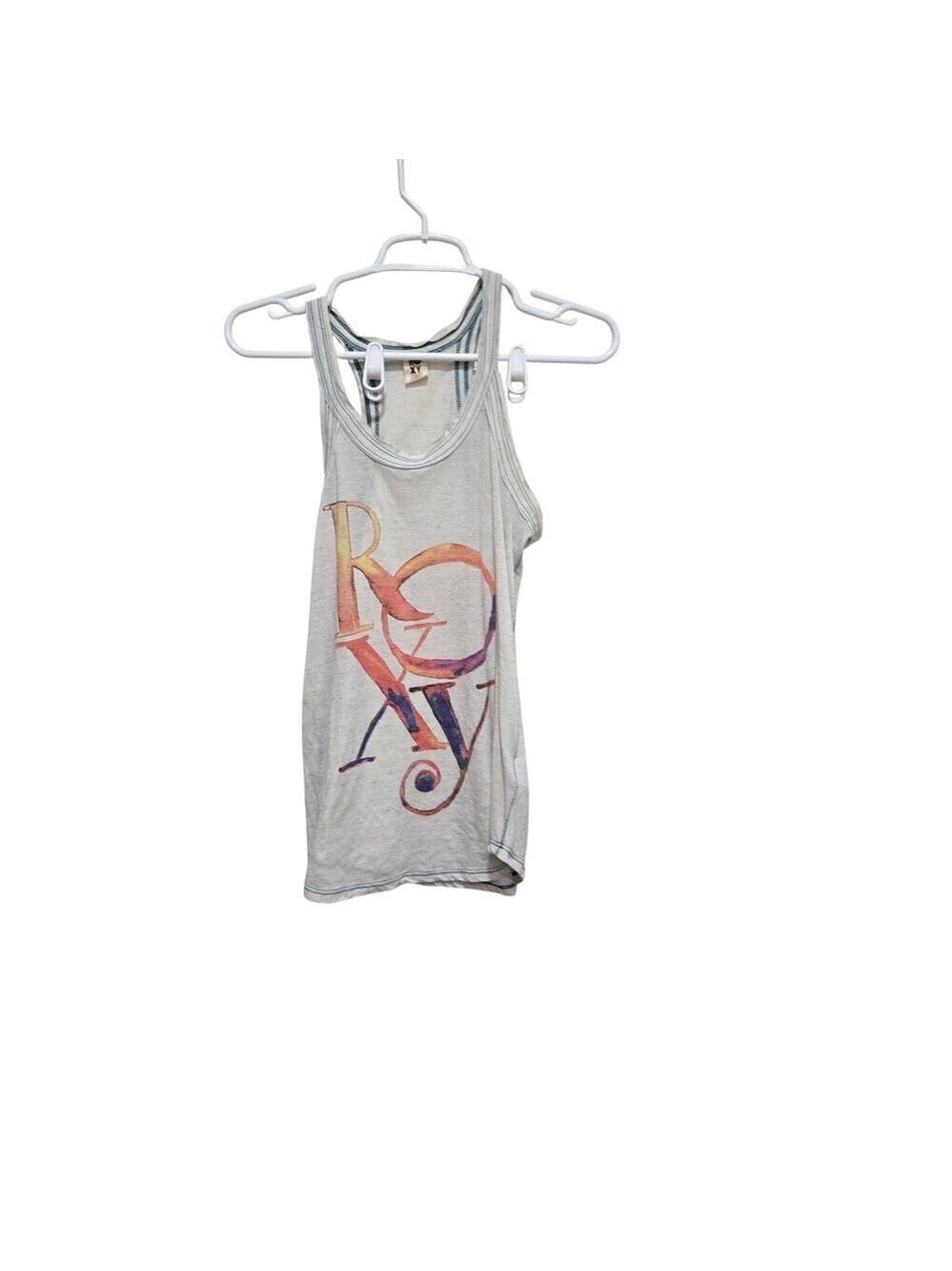 Roxy Watercolor Logo Racerback Tank Top XS Beachy
